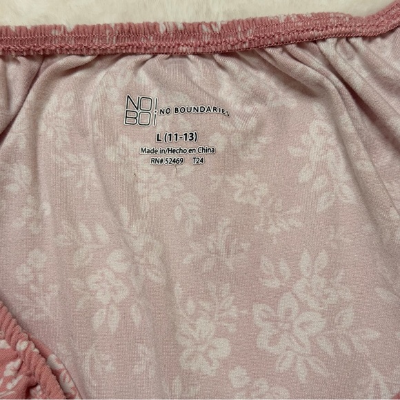 Pink Ditsy Floral Button Front Mini Dress Cottagecore Coquette Bow Ruffle L - Picture 5 of 7